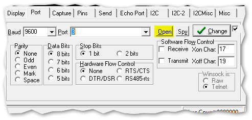 RealTerm Port Selection